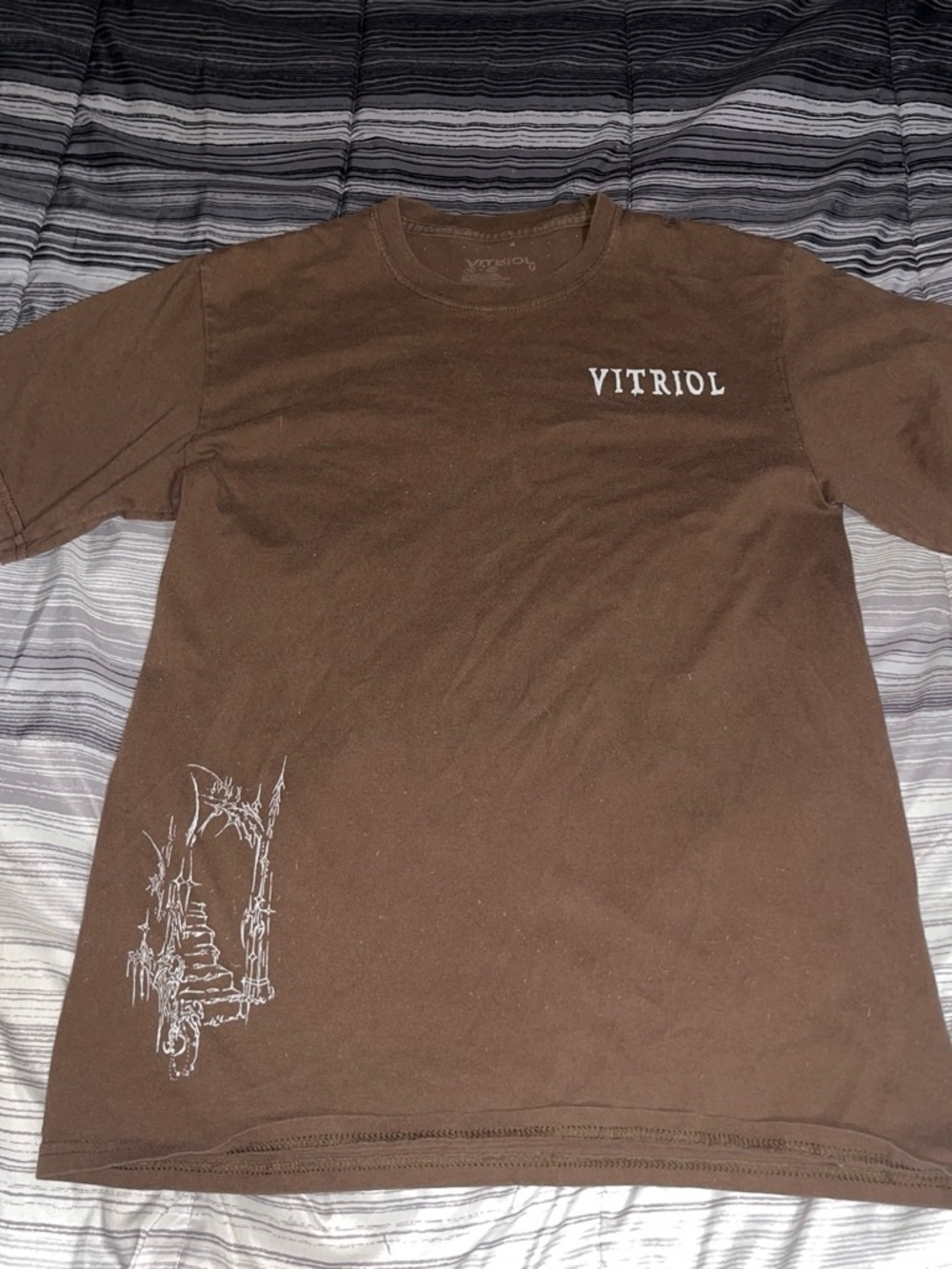 Vetements Brown Short Sleeve Graphic Tee with White Print